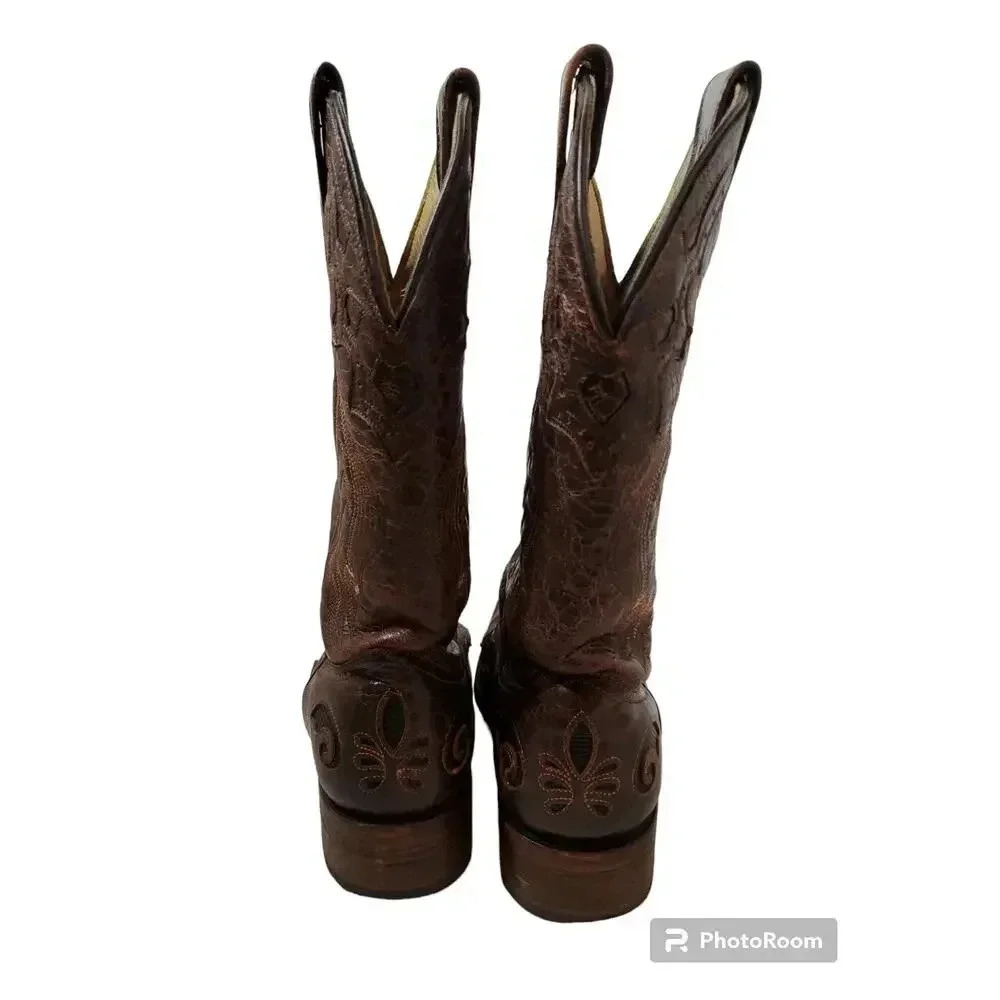 Elegant Brown Embroidered Ankle Booties - Picture 4 of 7